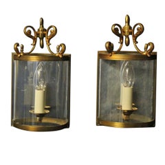 French Pair of Gilded Convex Half Lanterns