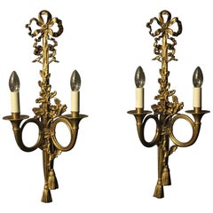 French Pair of Gilded Maison Bagues Antique Wall Lights