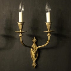 French Pair of Gilded Twin Arm Antique Wall Lights