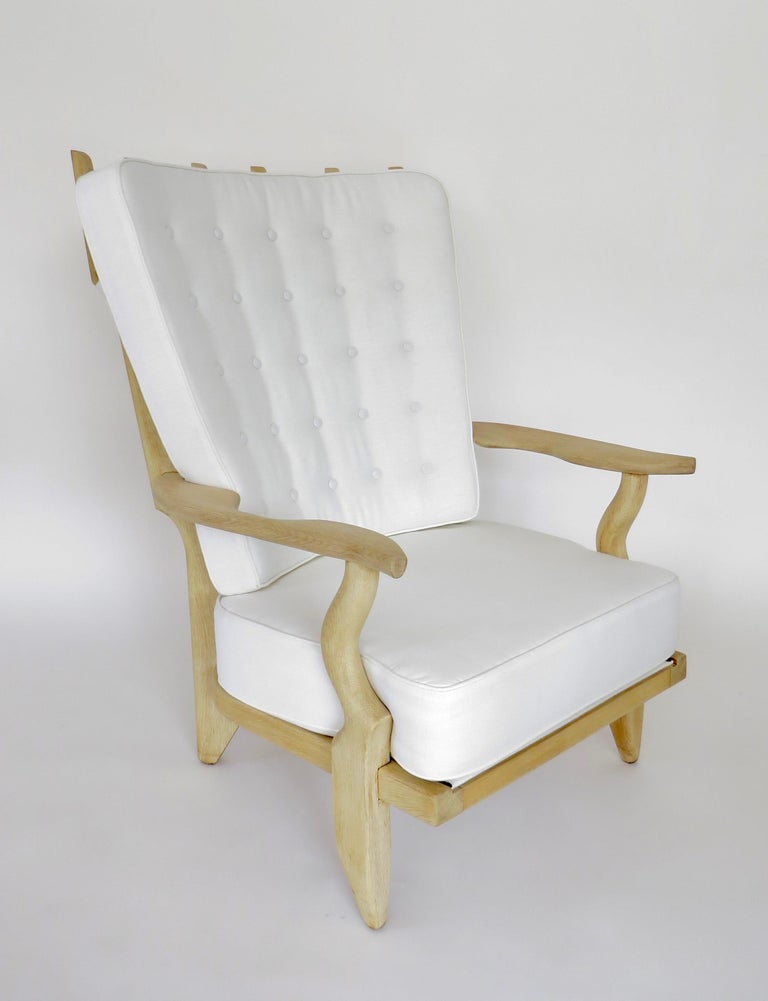 French Pair Of Grand Repos Lounge Chairs By Guillerme Et Chambron