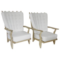 French Pair of Grand Repos Lounge Chairs by Guillerme et Chambron Votre Maison