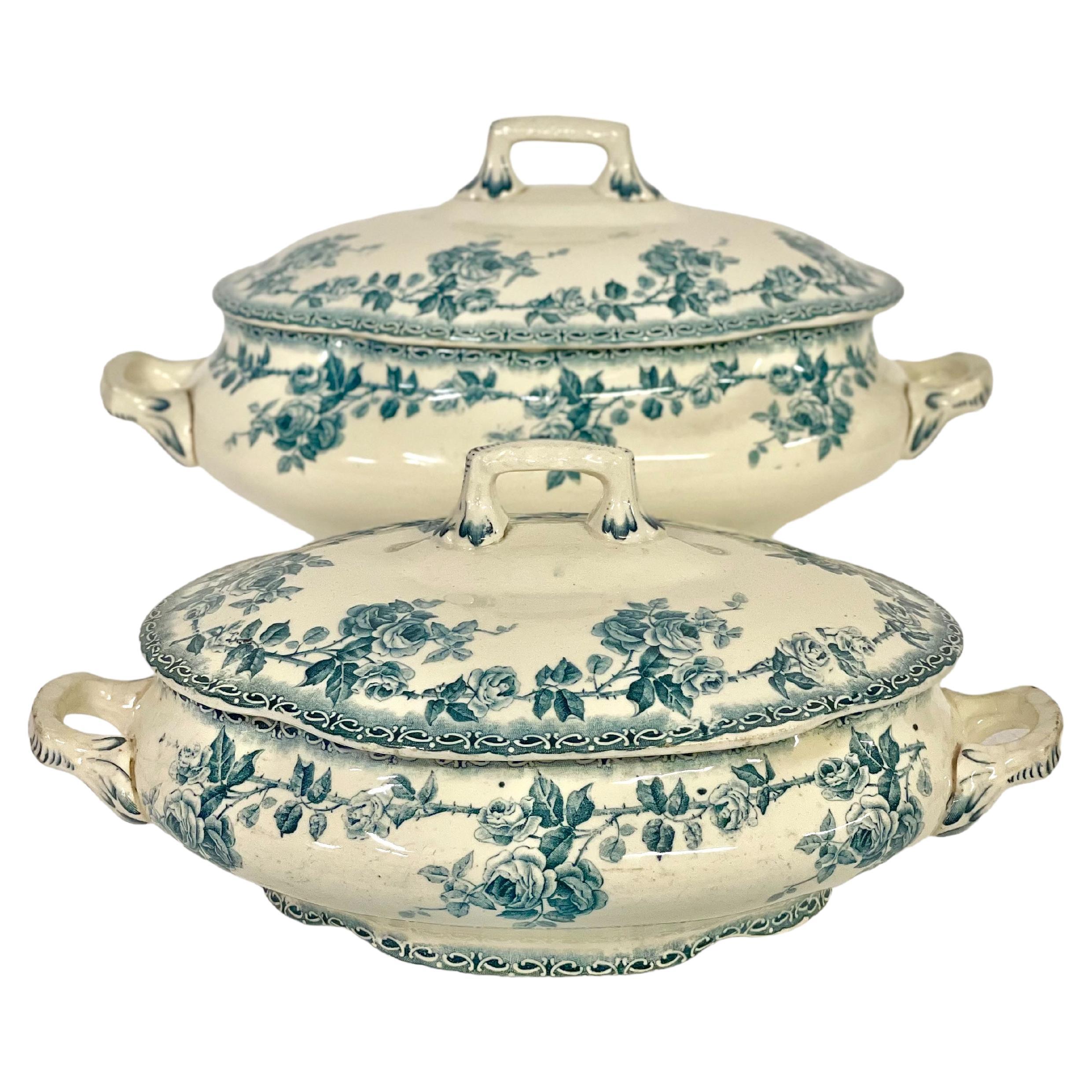 French Pair of Ironstone Lidded Tureens by Hippolyte Boulenger For Sale