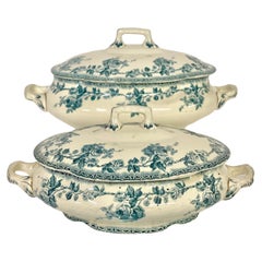 French Pair of Ironstone Lidded Tureens by Hippolyte Boulenger