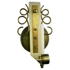 French Pair of Jules Leleu Brass Sconces