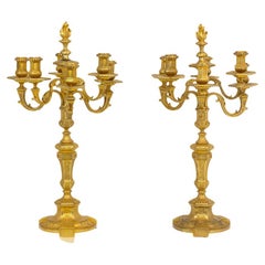 Antique French Pair of Louis XIV Style Ormolu Candelabra Henry Dasson