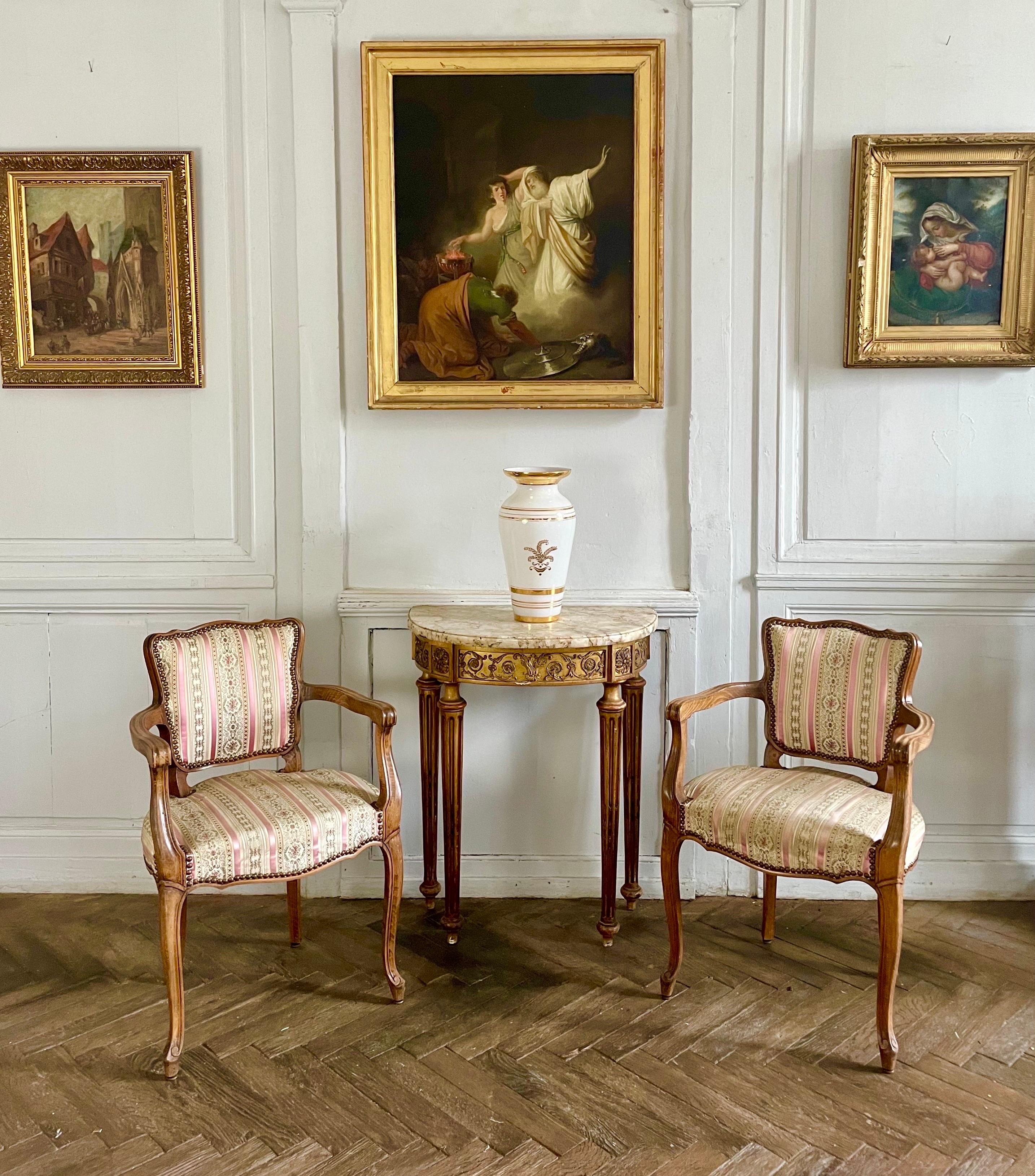 French Pair of Louis XV Style Bridge Armchairs, Office Armchairs, France, 20th C For Sale 7