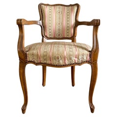 French Pair of Louis XV Style Bridge Armchairs, Office Armchairs, France, 20th C