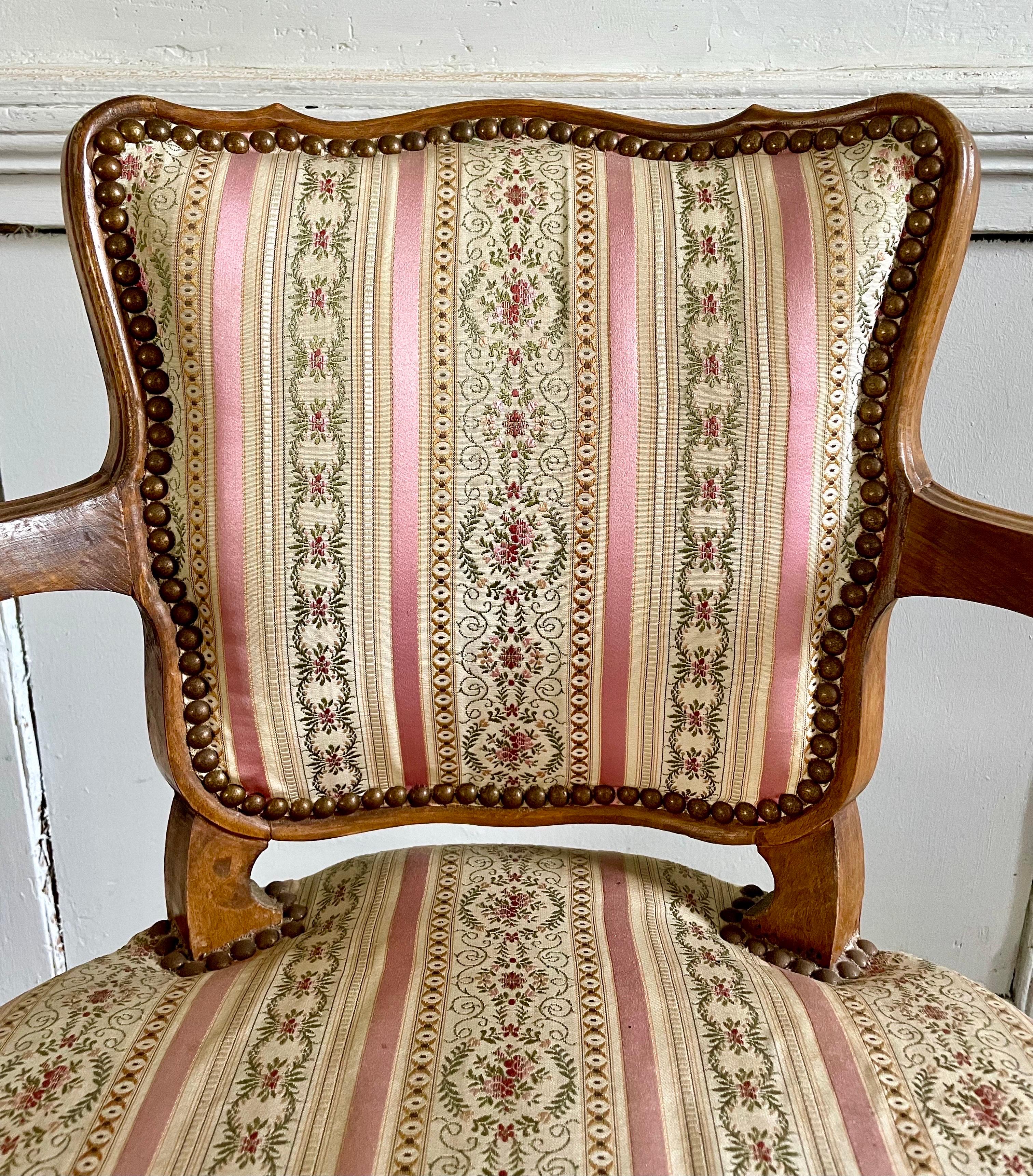 Upholstery French Pair of Louis XV Style Bridge Armchairs, Office Armchairs, France, 20th C For Sale