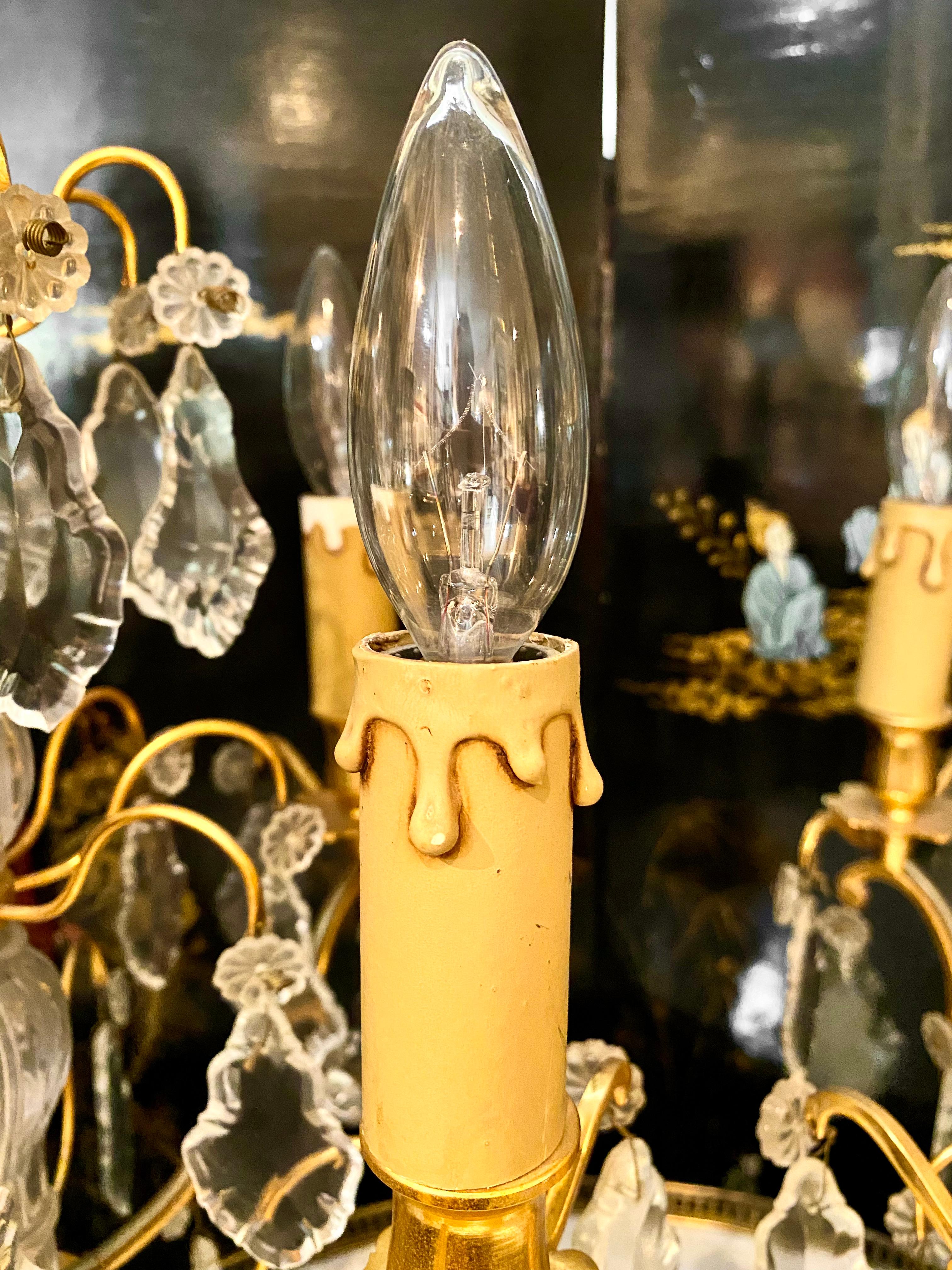 Paire de candélabres Girandoles en bronze de style Louis XV en vente 8