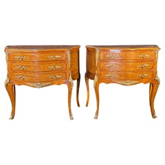 French Pair of Louis XV Walnut Commodes, Side Tables or Night Stands