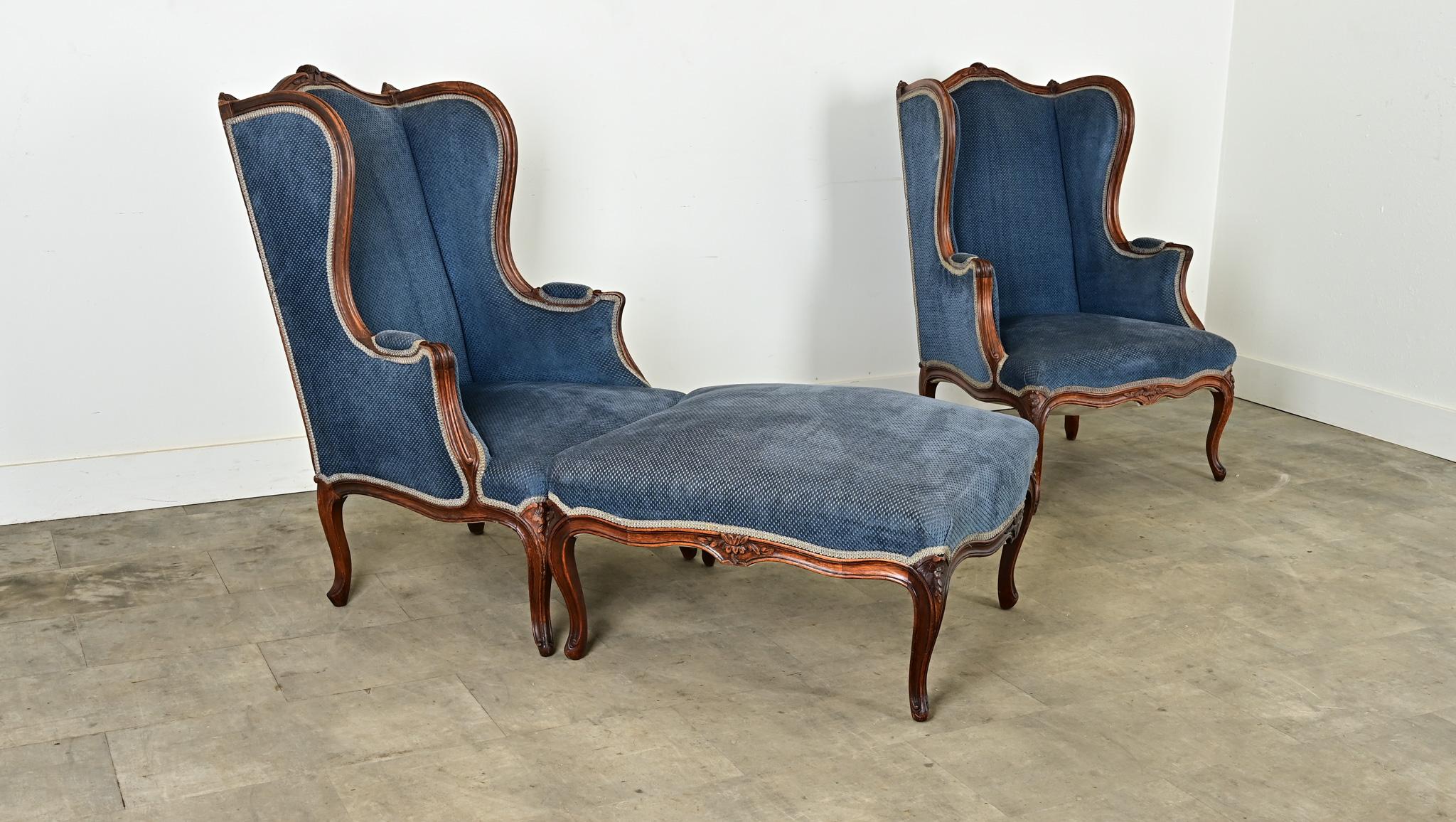 Paire de Bergeres et d'Ottomans Louis XV en vente 6