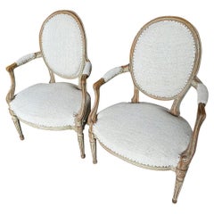Antique French Pair Of Louis XVI Style Armchairs