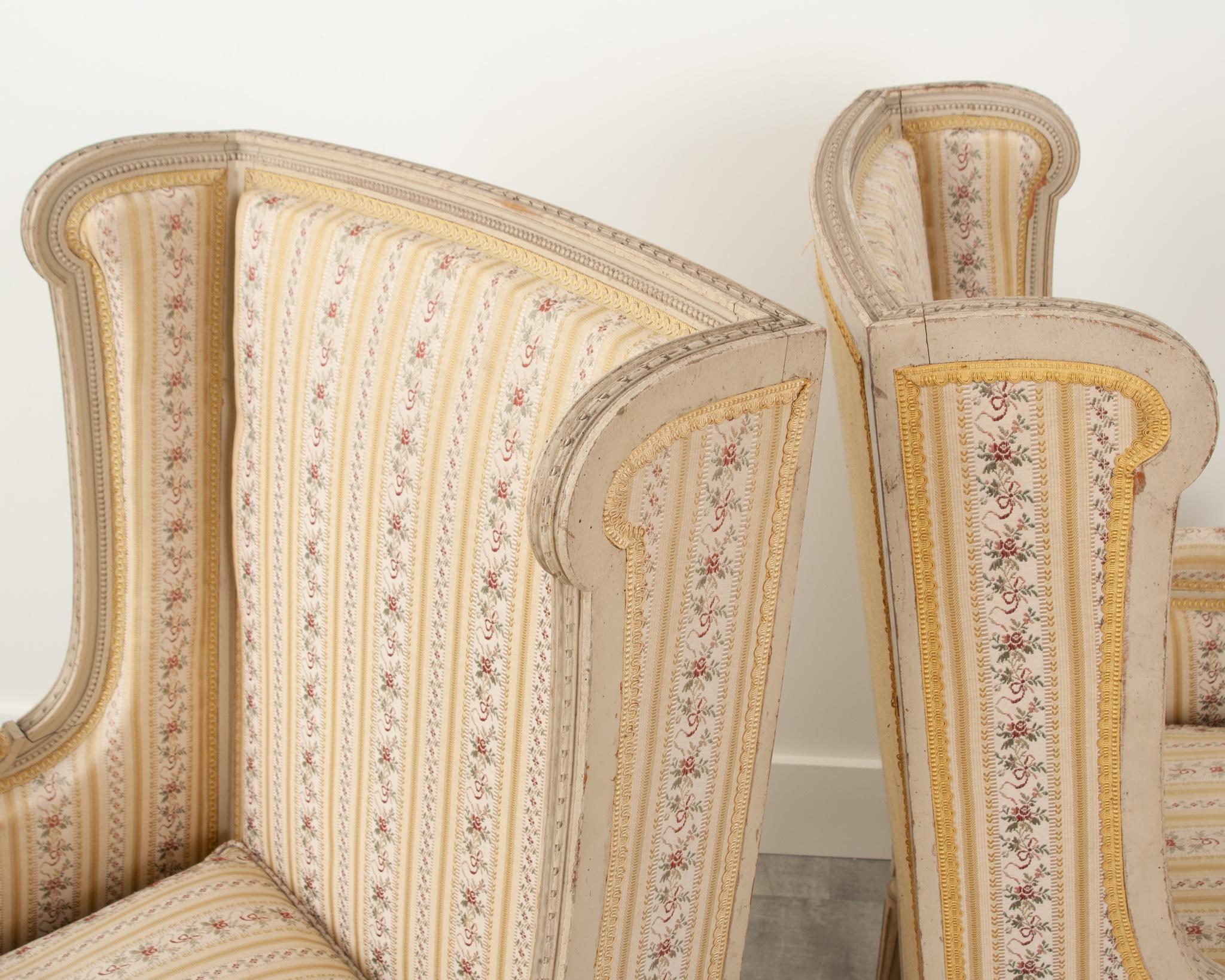French Pair of Louis XVI Style Bergeres For Sale 1