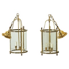 Vintage French Pair of Louis XVI Style Brass Lanterns