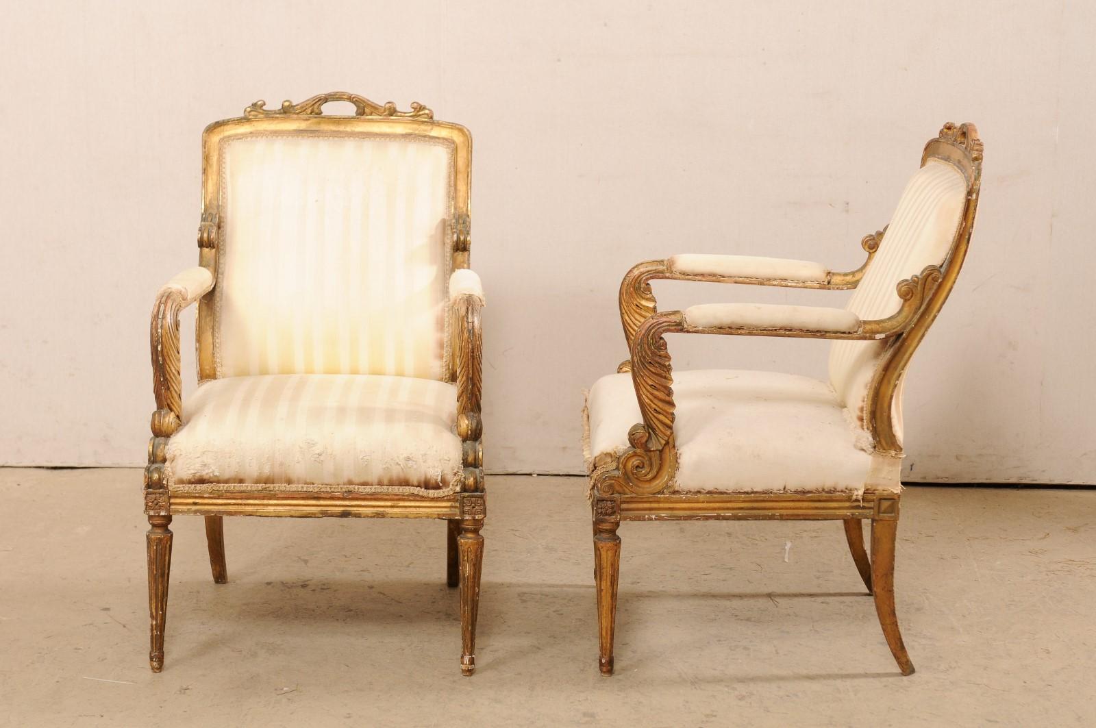 French Pair of Louis XVI Style Fauteuils, Early 19th Century  For Sale 6