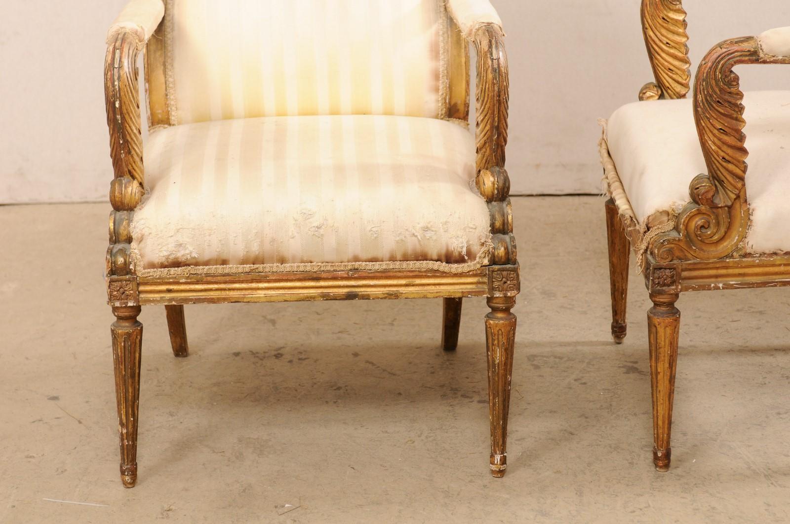 Pareja de Fauteuils franceses estilo Luis XVI, principios del siglo XIX en venta 6