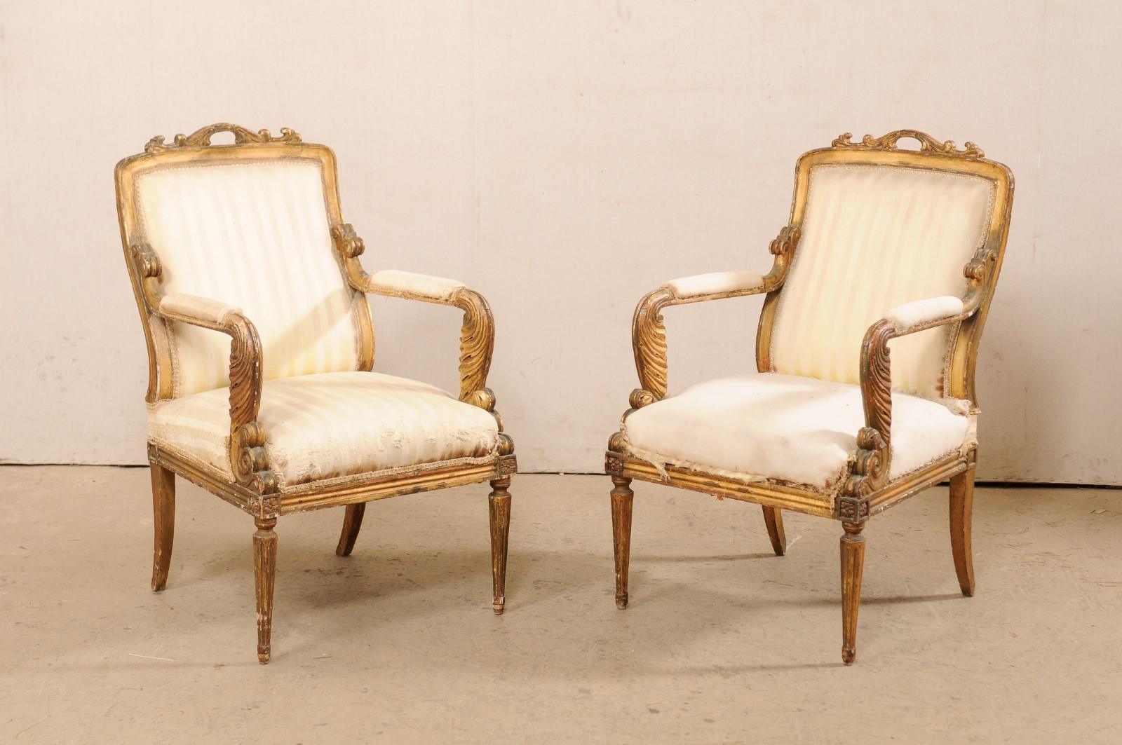 French Pair of Louis XVI Style Fauteuils, Early 19th Century  For Sale 8