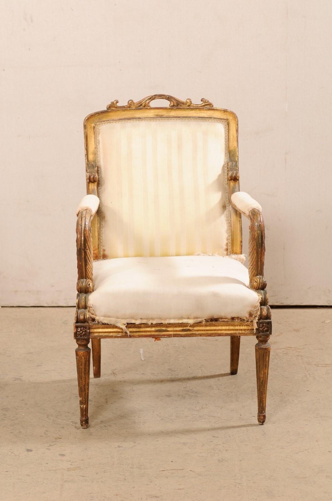 Upholstery French Pair of Louis XVI Style Fauteuils, Early 19th Century  For Sale
