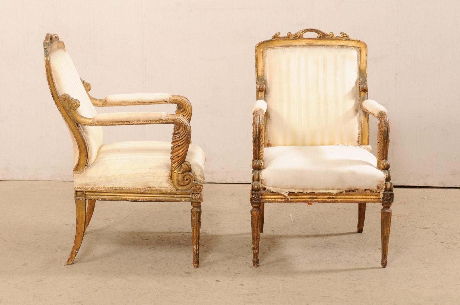 French Pair of Louis XVI Style Fauteuils, Early 19th Century  For Sale 1