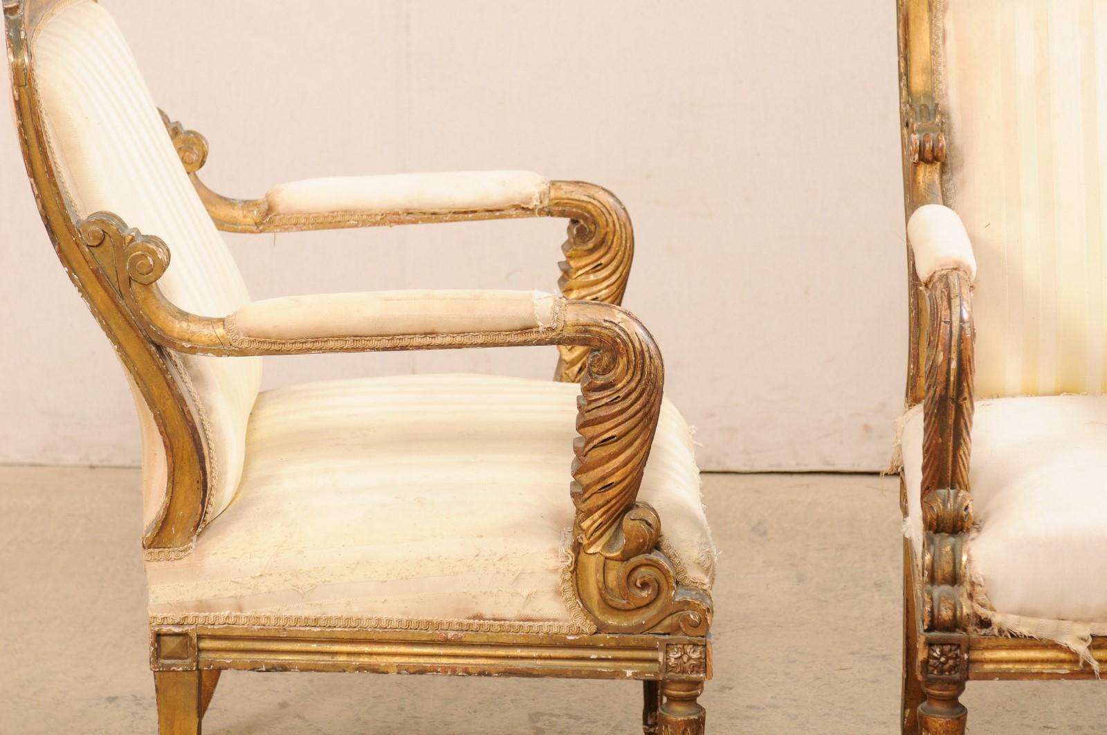 French Pair of Louis XVI Style Fauteuils, Early 19th Century  For Sale 2