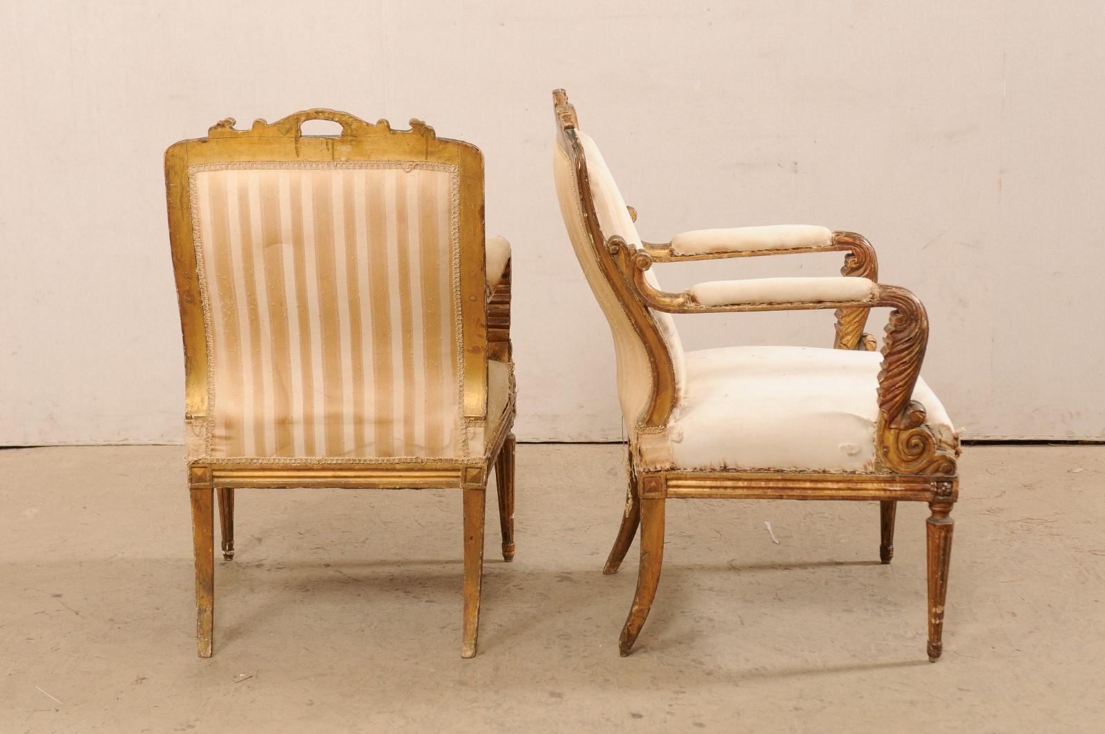 French Pair of Louis XVI Style Fauteuils, Early 19th Century  For Sale 4