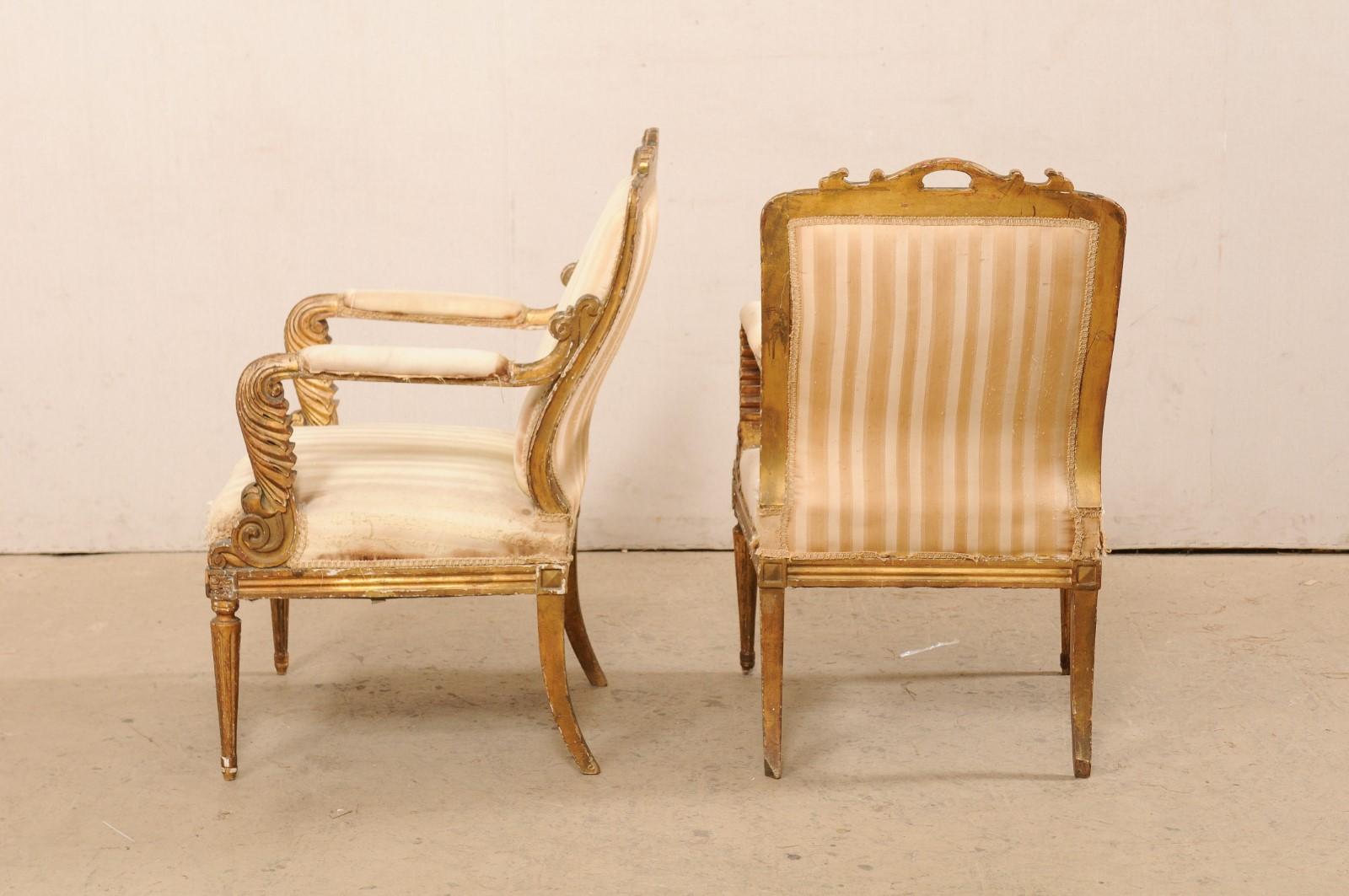 French Pair of Louis XVI Style Fauteuils, Early 19th Century  For Sale 5