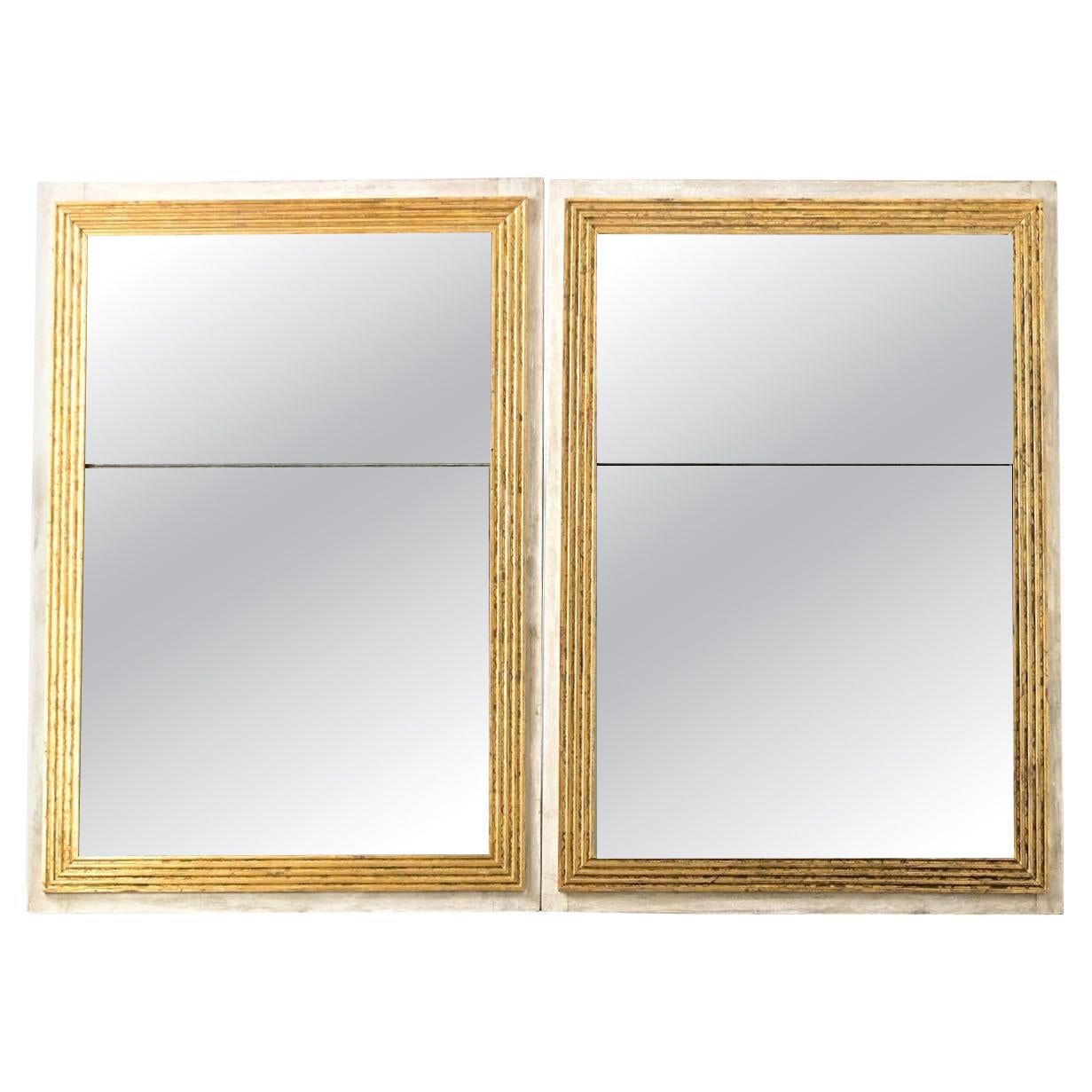 French Louis XVI Style Gilt Mirrors, Hand-Carved, Circa 1840, Pair For Sale