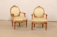 French Pair of Louis XVI Style Oval-Back Fauteuils