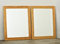 French Pair of Louis XVI Style Reeded Gilt Mirrors