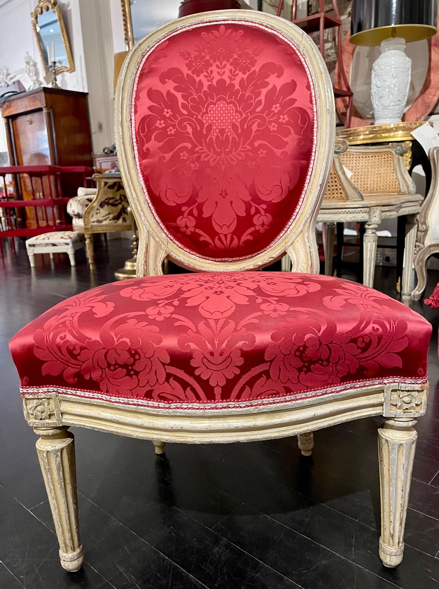 Französisch Paar Louis XVI Stil Slipper Medaillon Stühle im Angebot 3