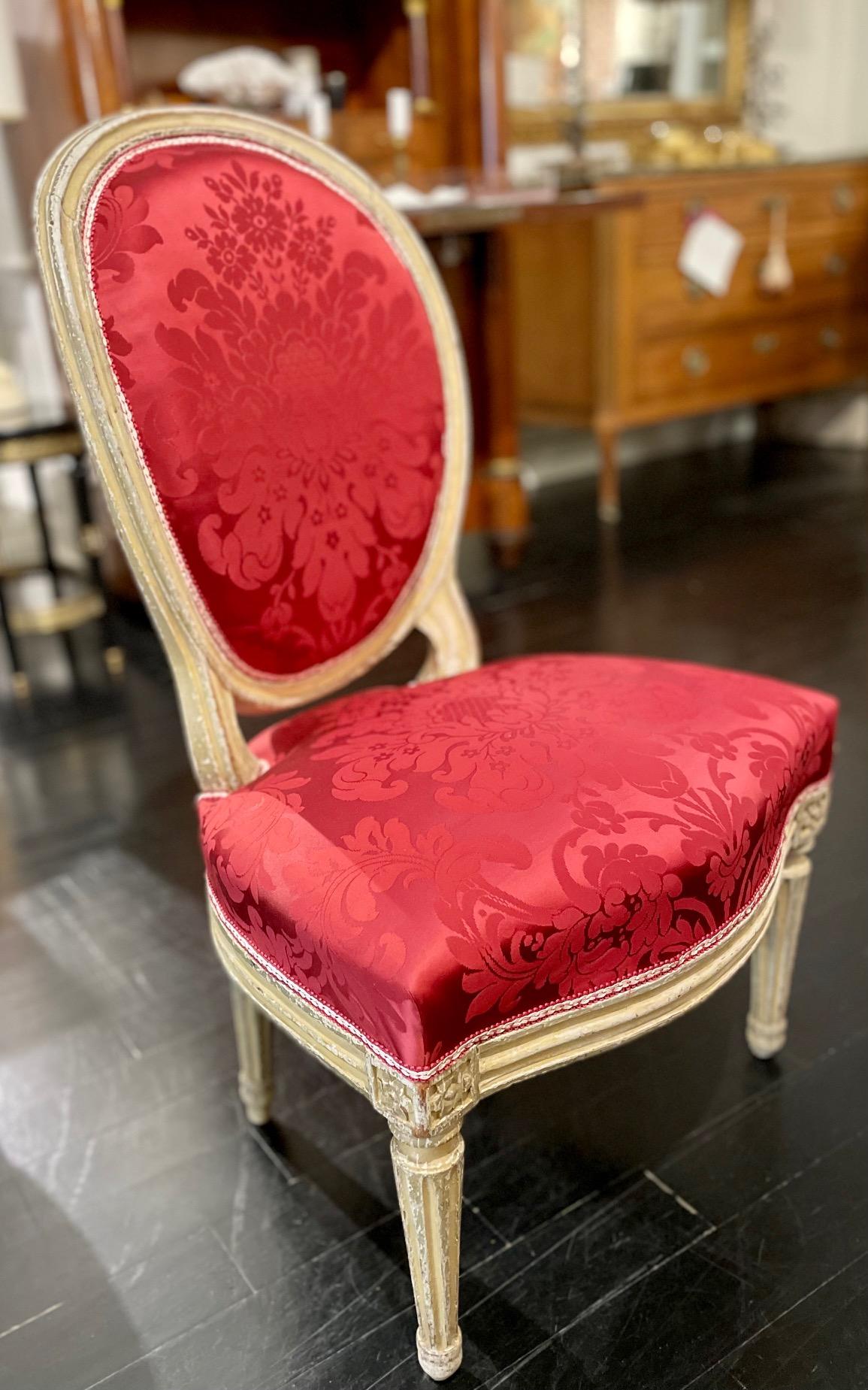 Französisch Paar Louis XVI Stil Slipper Medaillon Stühle im Angebot 4