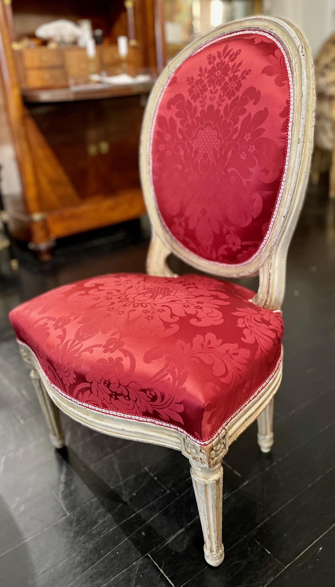Französisch Paar Louis XVI Stil Slipper Medaillon Stühle im Angebot 6