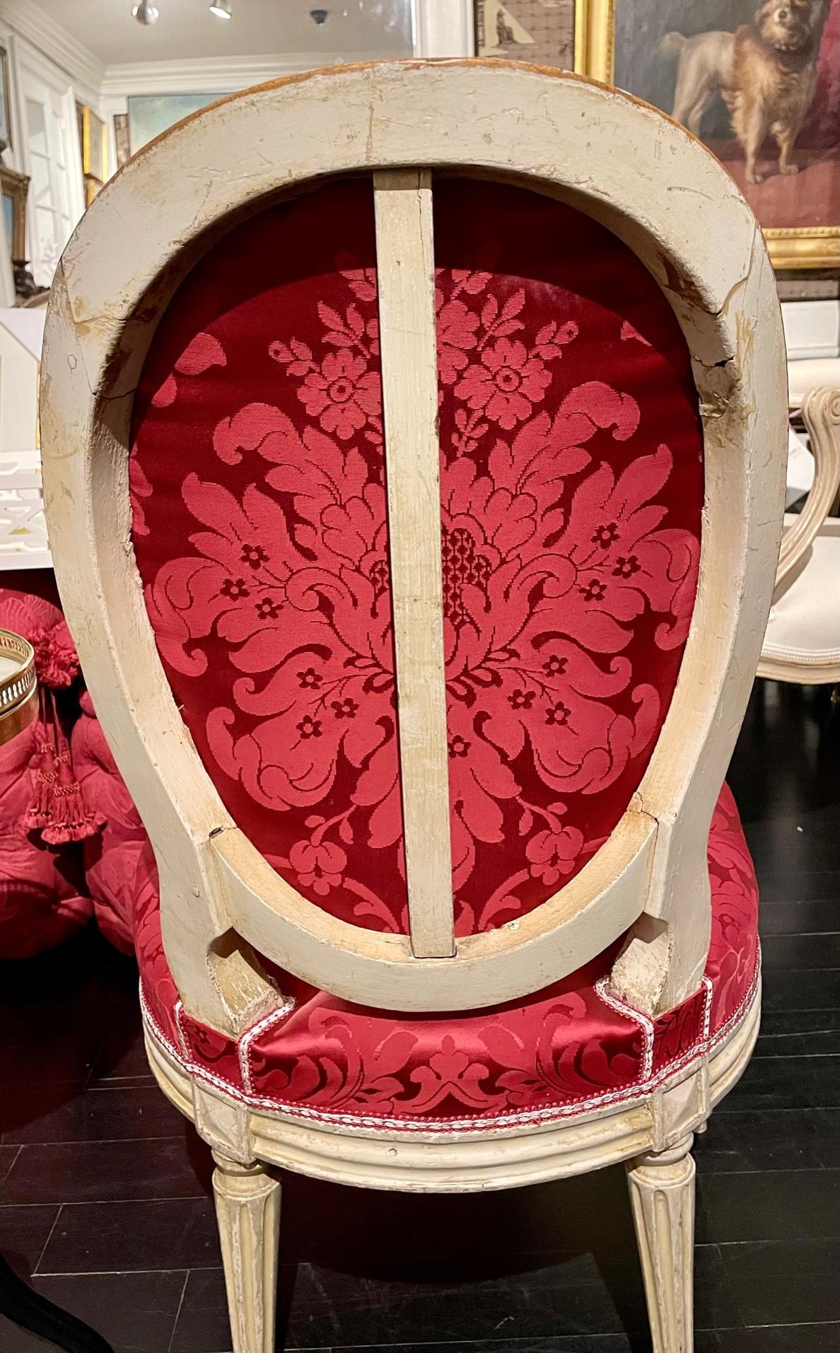 Französisch Paar Louis XVI Stil Slipper Medaillon Stühle im Angebot 7