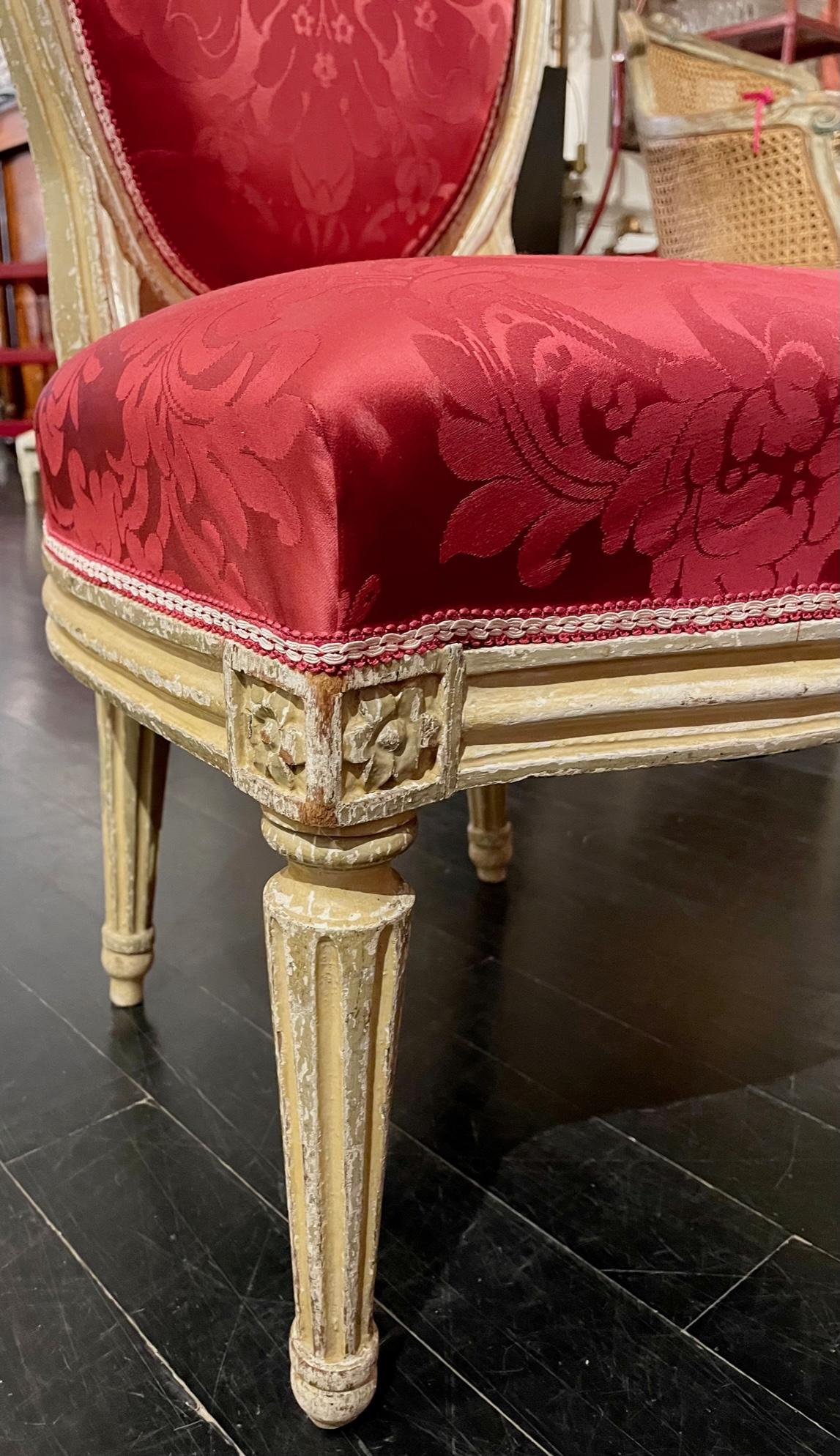 Französisch Paar Louis XVI Stil Slipper Medaillon Stühle im Angebot 8