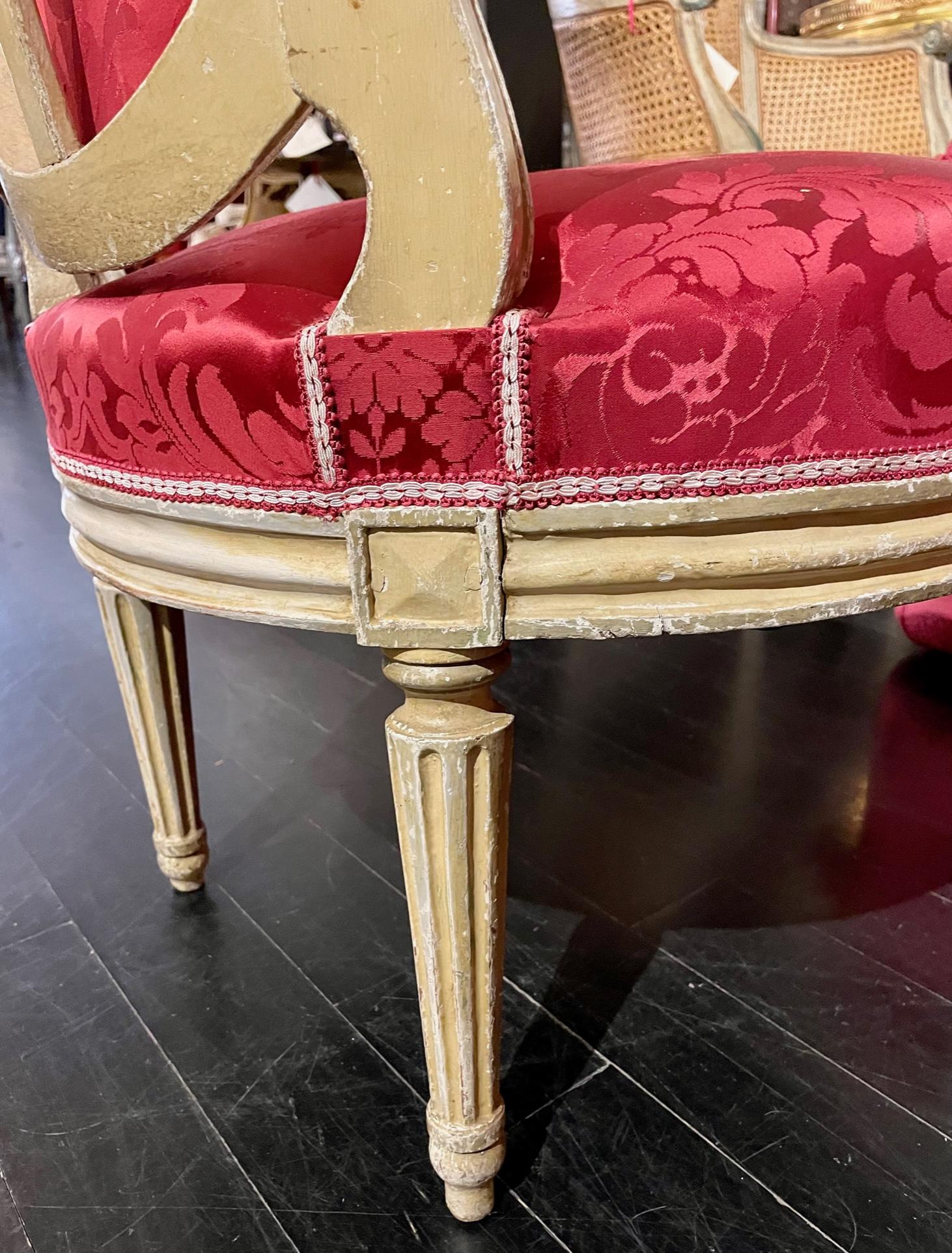 Französisch Paar Louis XVI Stil Slipper Medaillon Stühle im Angebot 9