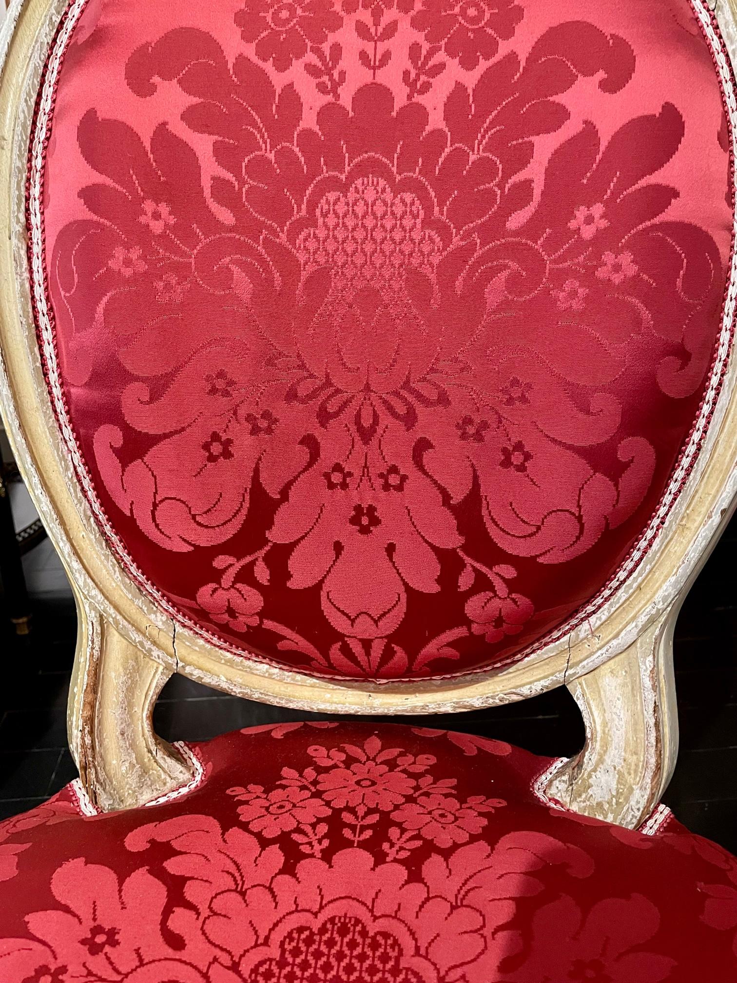 Französisch Paar Louis XVI Stil Slipper Medaillon Stühle im Angebot 12