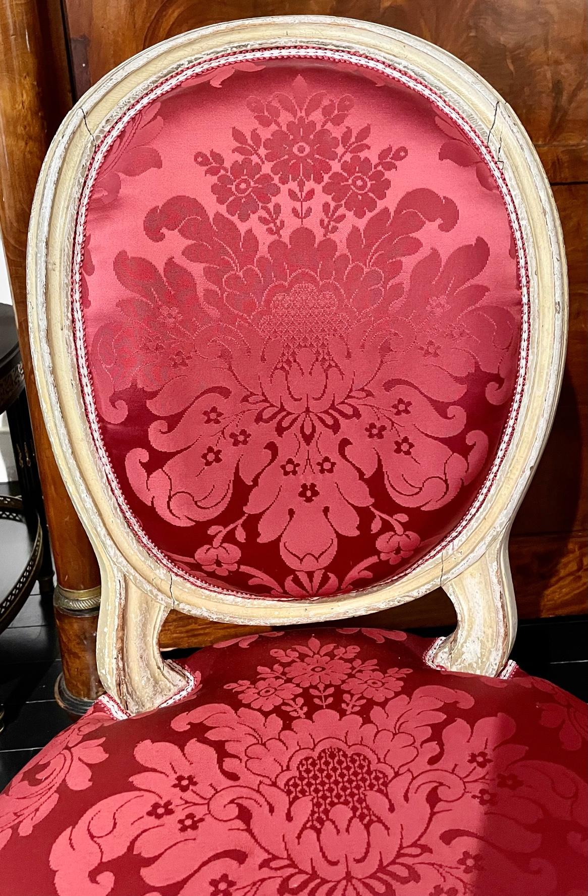 Französisch Paar Louis XVI Stil Slipper Medaillon Stühle im Angebot 2