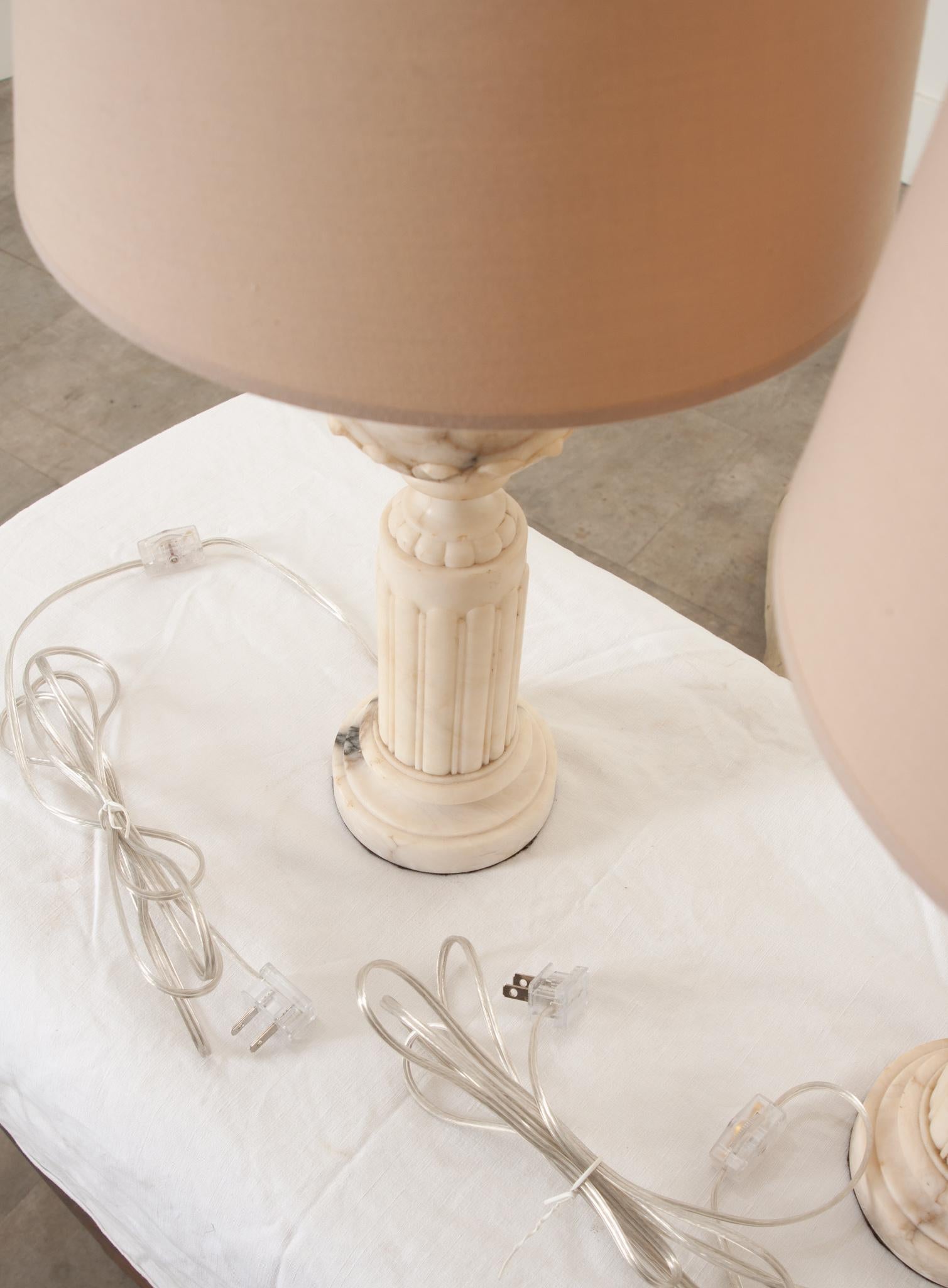 French Pair of Marble Table Lamps 5