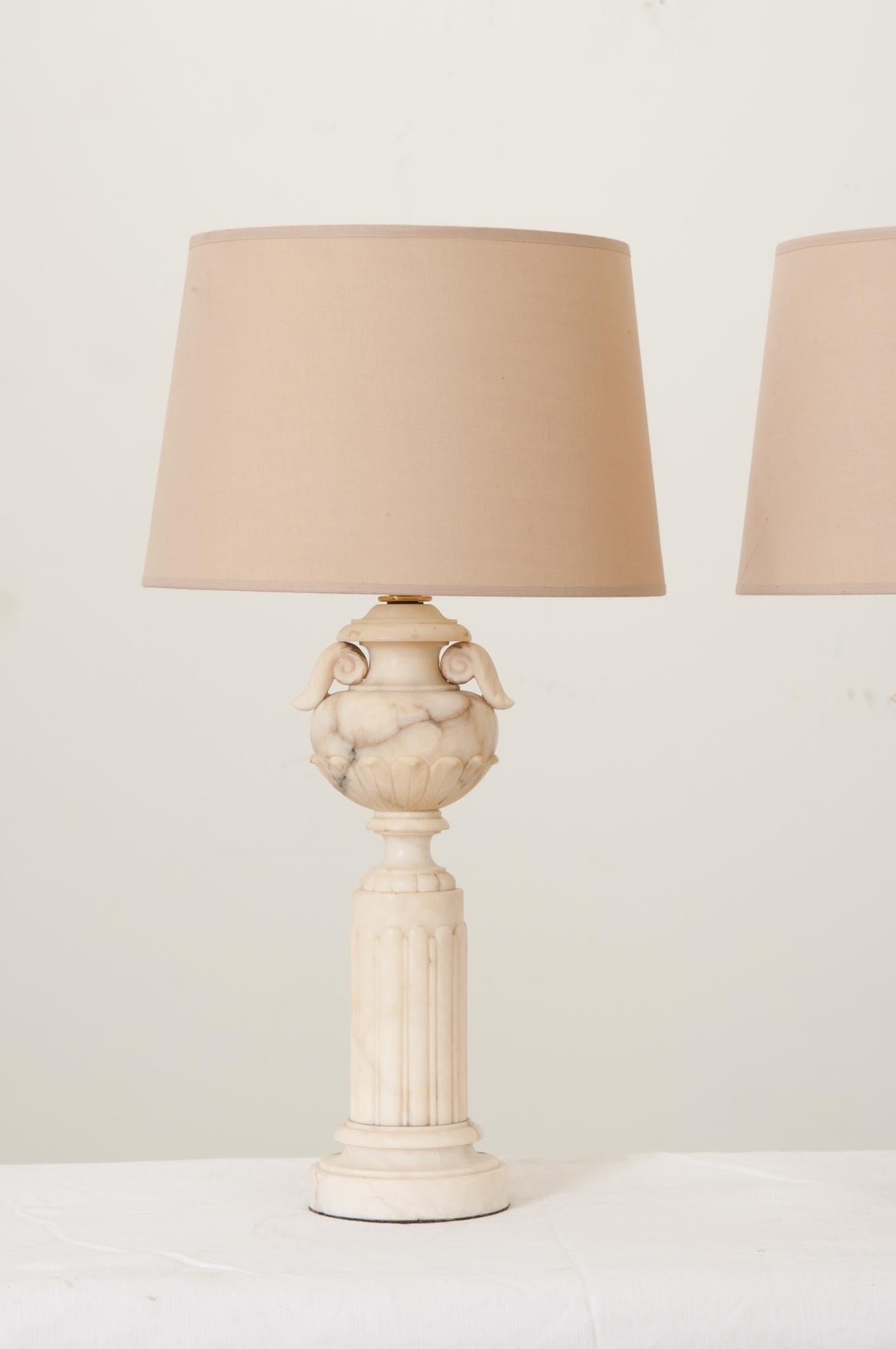 French Pair of Marble Table Lamps In Good Condition In Baton Rouge, LA