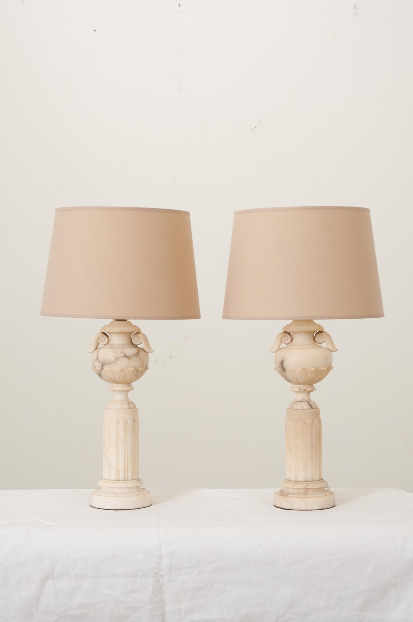 19th Century French Pair of Marble Table Lamps