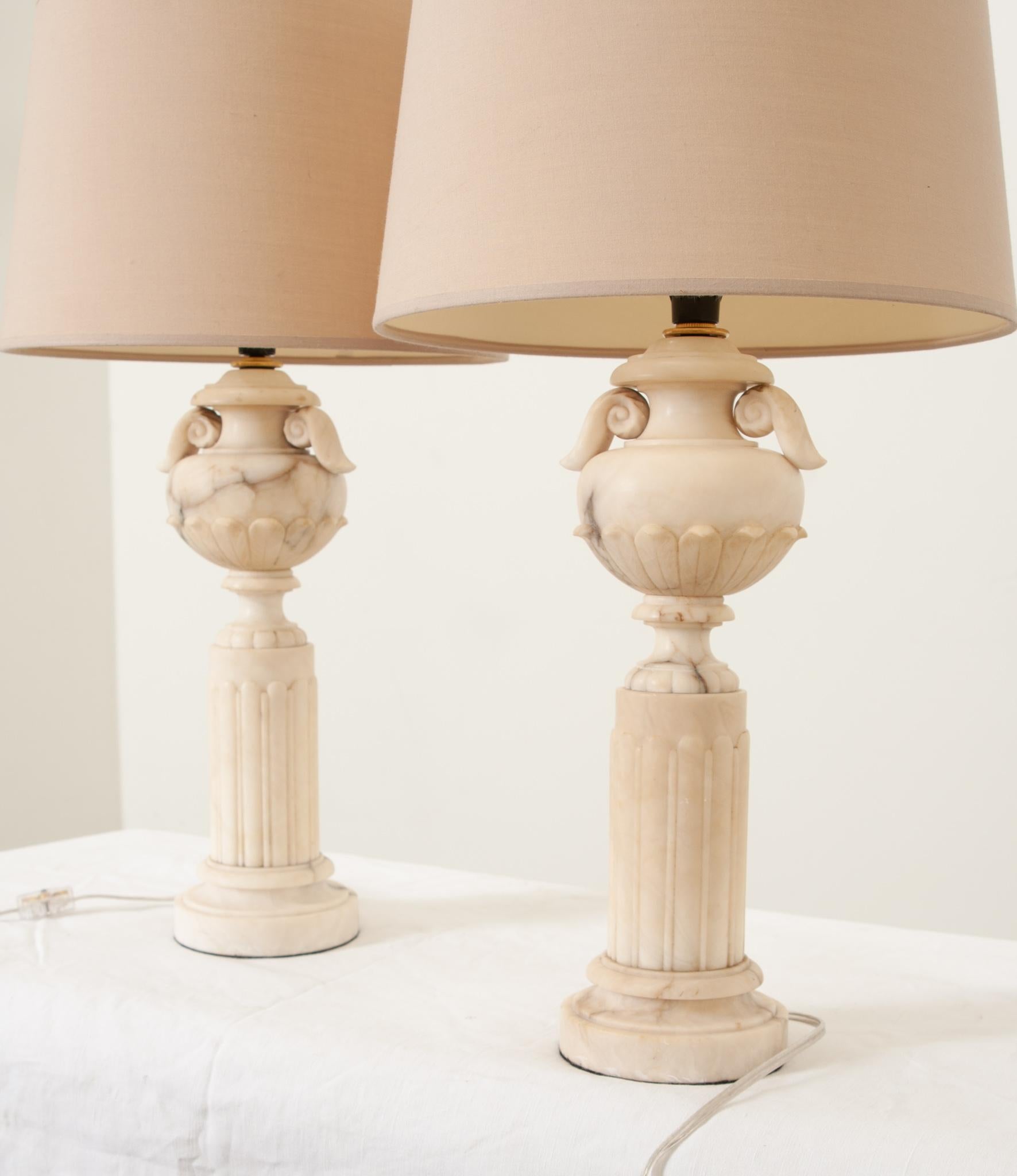 French Pair of Marble Table Lamps 2