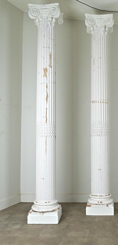 French Pair of Massive Painted Columns
