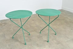 French Pair of Metal Bistro Tables with New Powder Coat