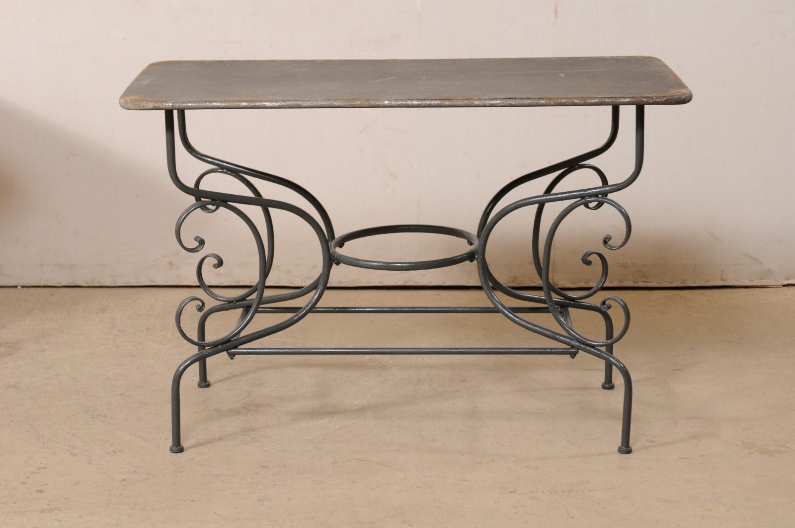 20th Century French Pair of Metal Occasional Tables on Shapely/Whimsical Bases, Mid-Century For Sale