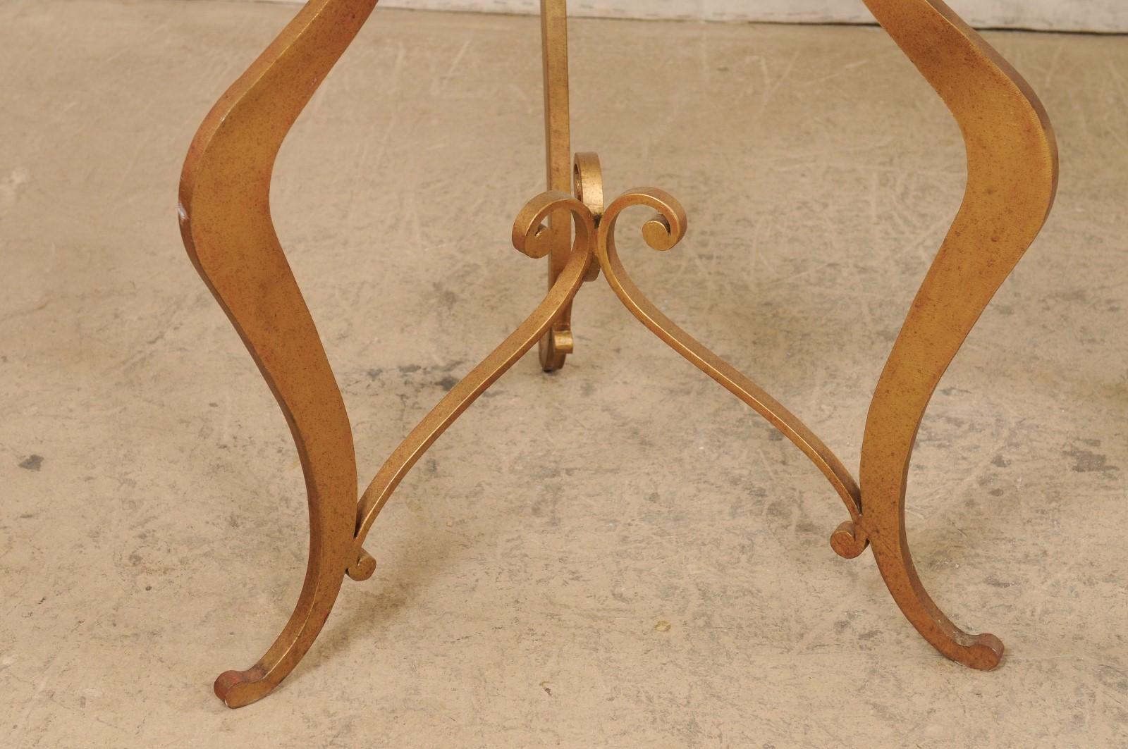 French Pair of Mid-Century 2.5 Ft. Round Glass-Top Accent Tables  For Sale 7