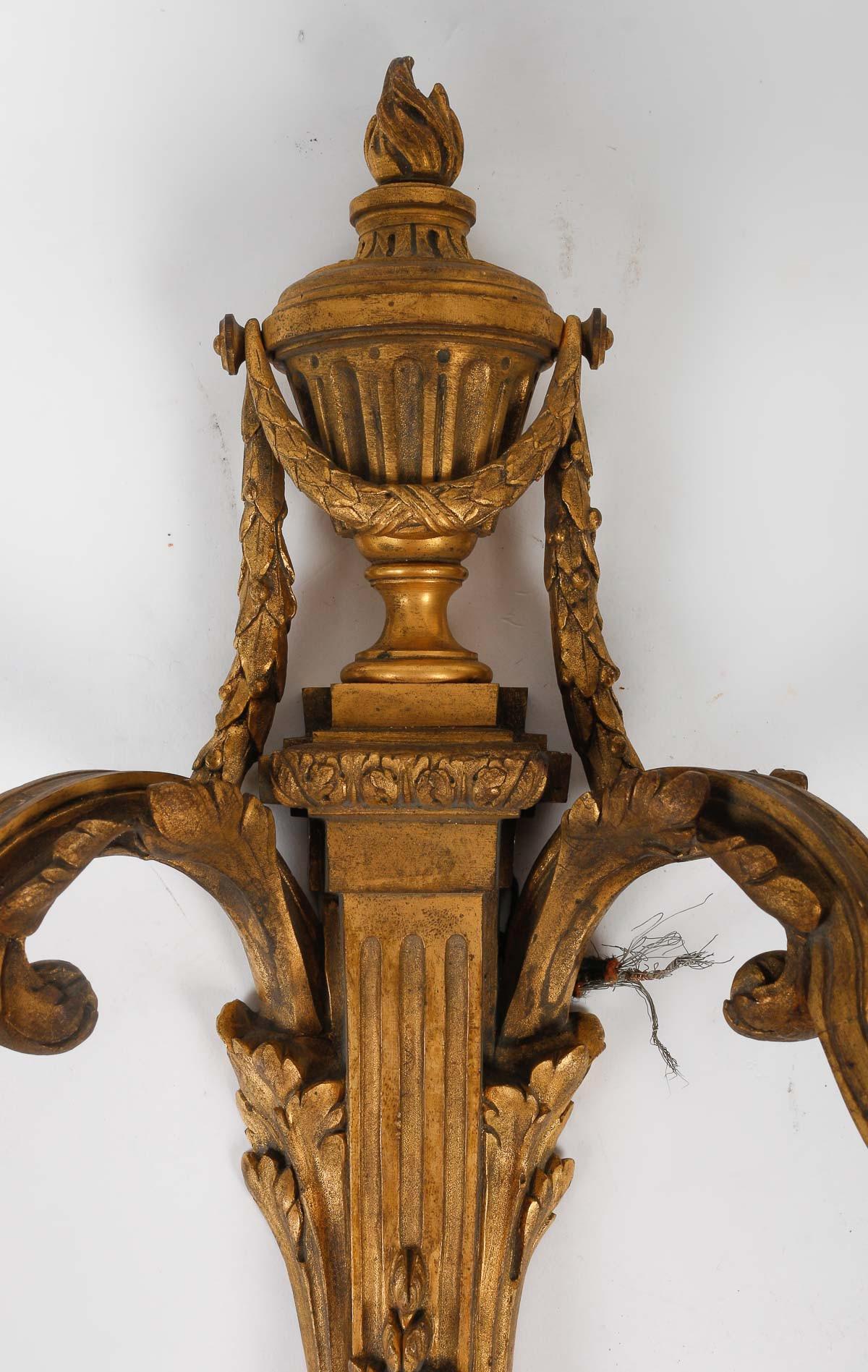 Louis XVI French Pair of Napoleon III Ormolu Wall-Lights after Jean-Charles Delafosse For Sale