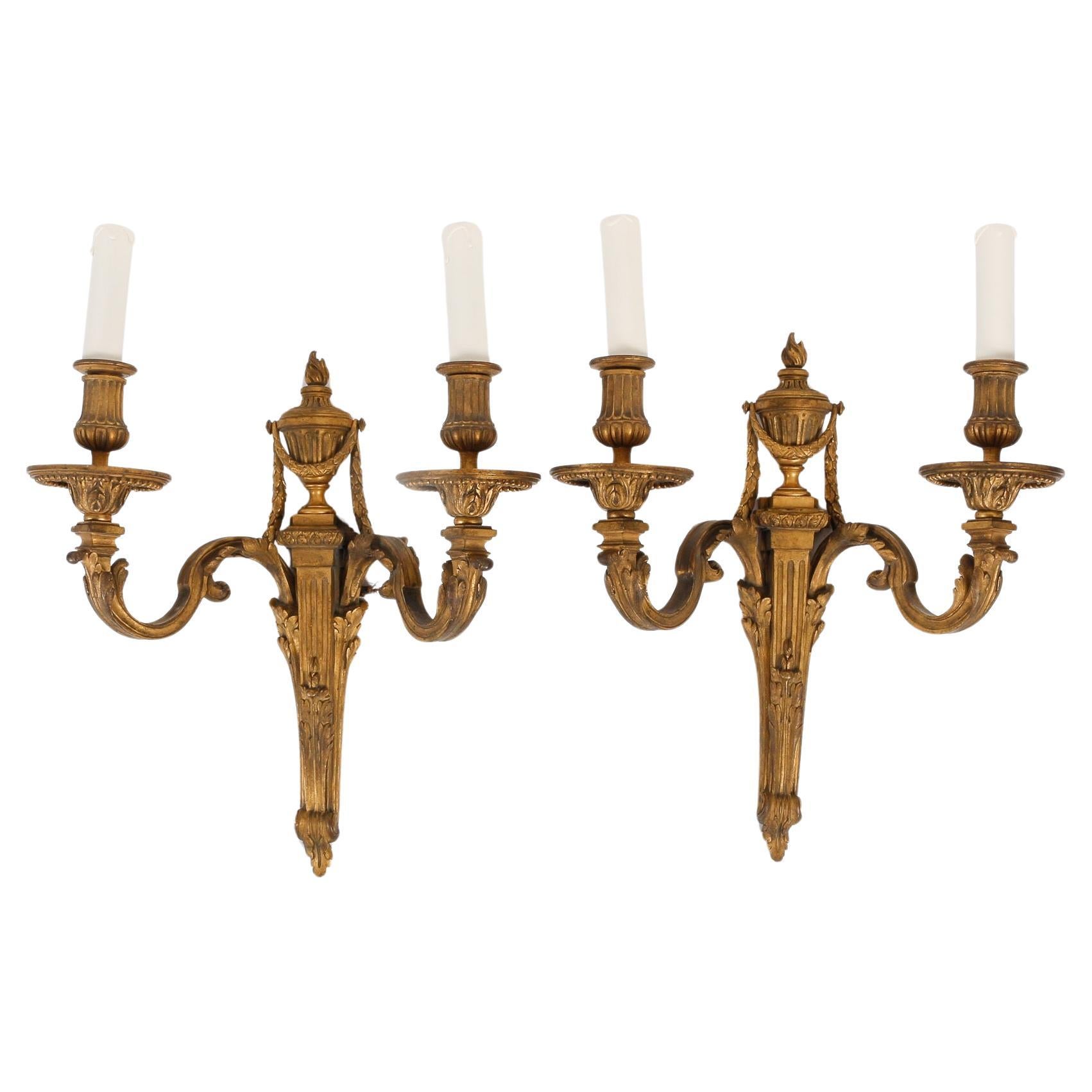 French Pair of Napoleon III Ormolu Wall-Lights after Jean-Charles Delafosse For Sale