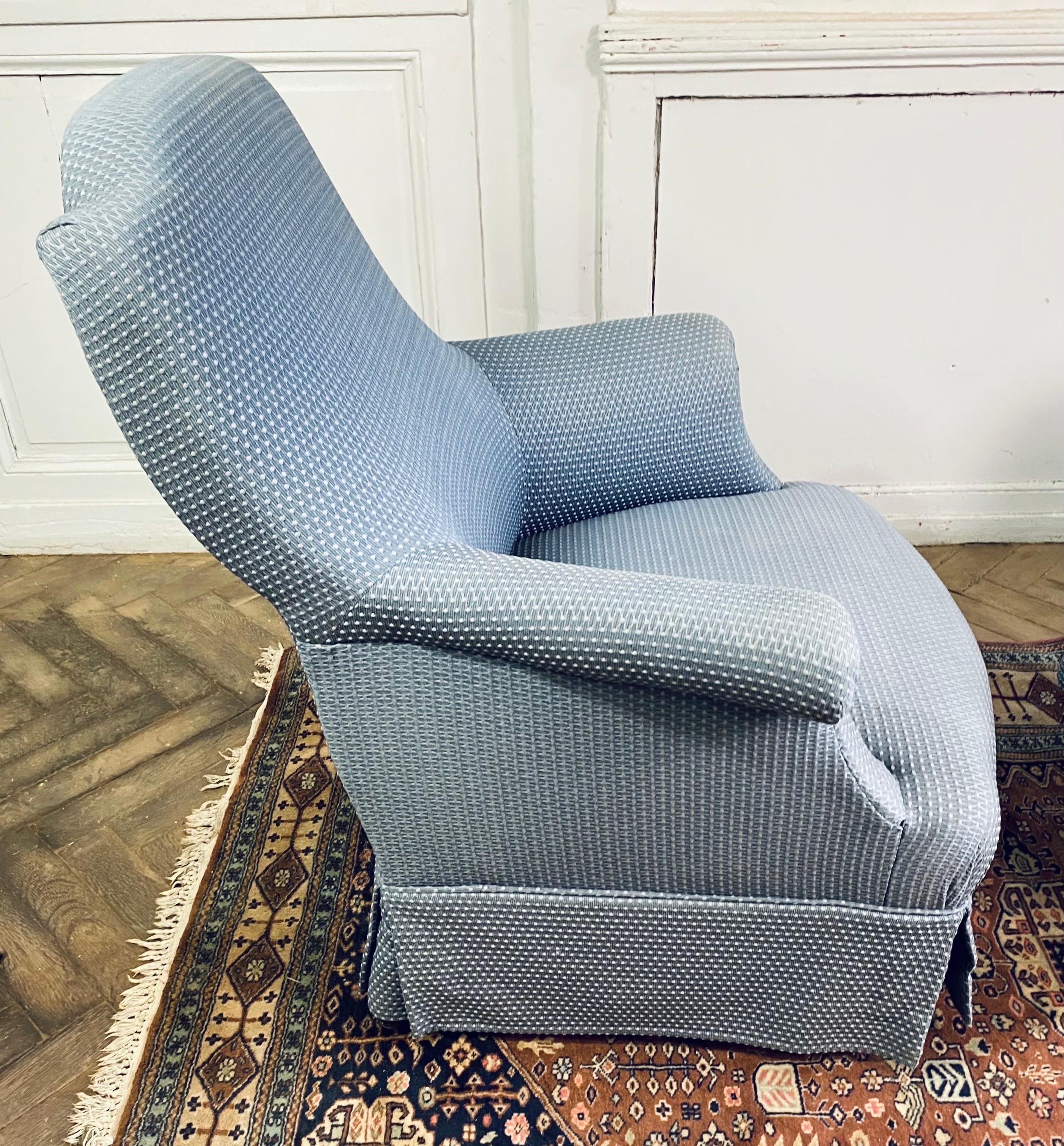 Paire de fauteuils crapauds Napoléon III sièges tapisserie bleue 19ème  en vente 1