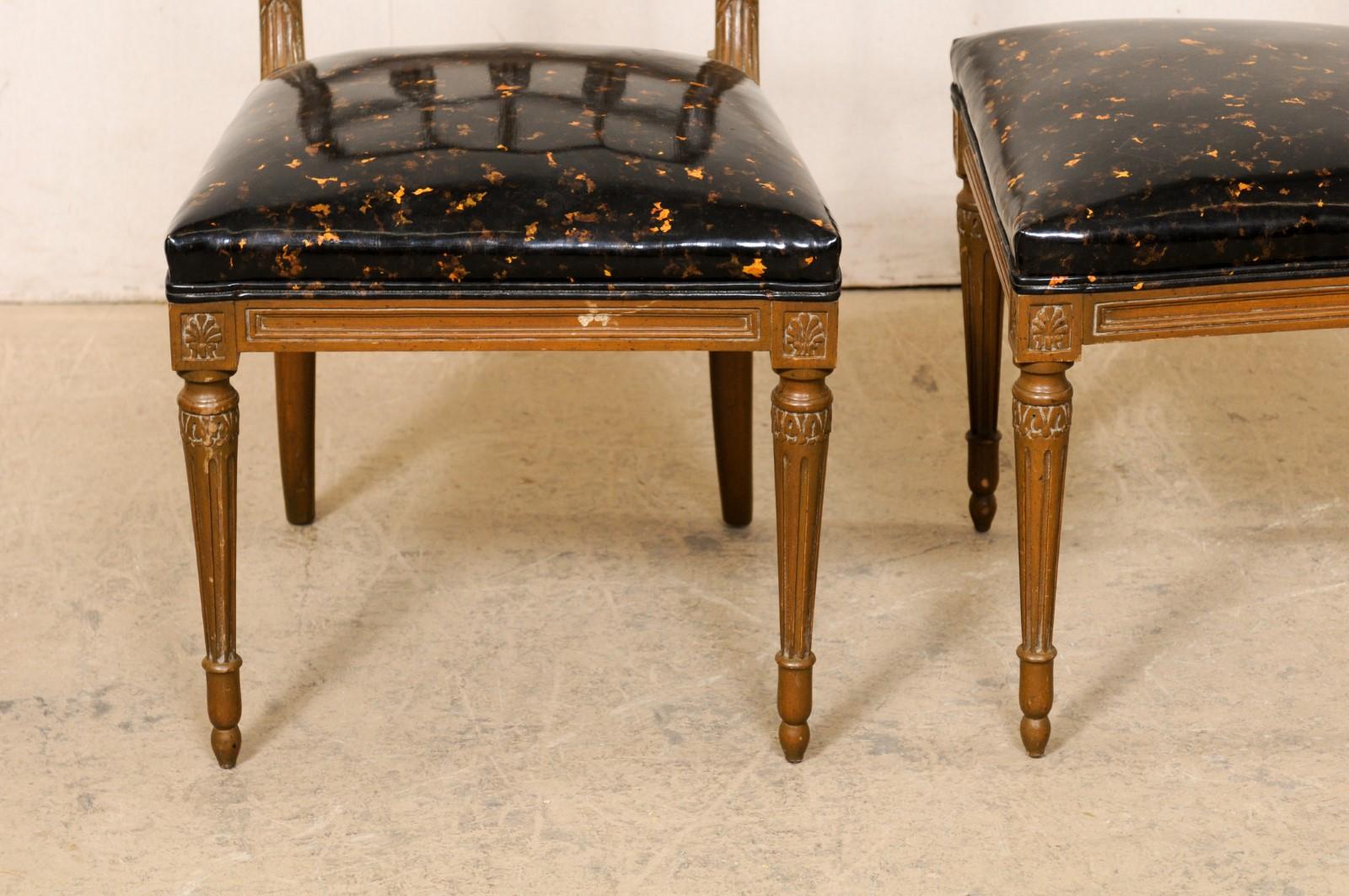 French Pair of Neoclassic Style Arrow Splat Side Chairs w/Upholstered Seats 4