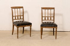 French Pair of Neoclassic Style Arrow Splat Side Chairs w/Upholstered Seats